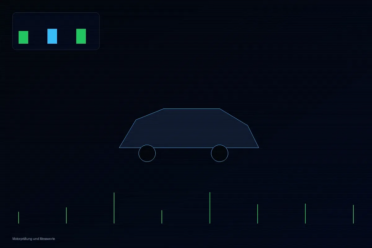 Motorraum mit Diagnosegerät und Messwerten, Bildgröße 1200x800